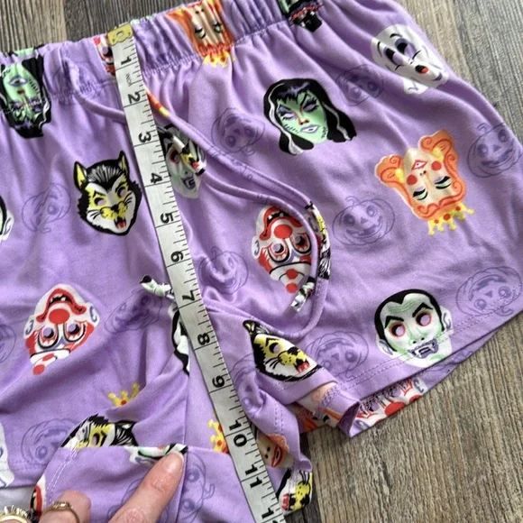 Celebrate Halloween Monster Print Shorty Pajama Set Purple PJ 2 Piece Women’s XS - Picture 9 of 10